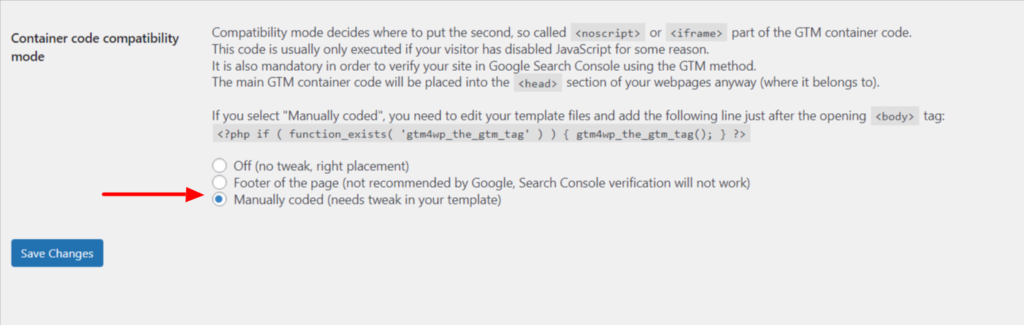 Manually - Google Tag Manager for WordPress